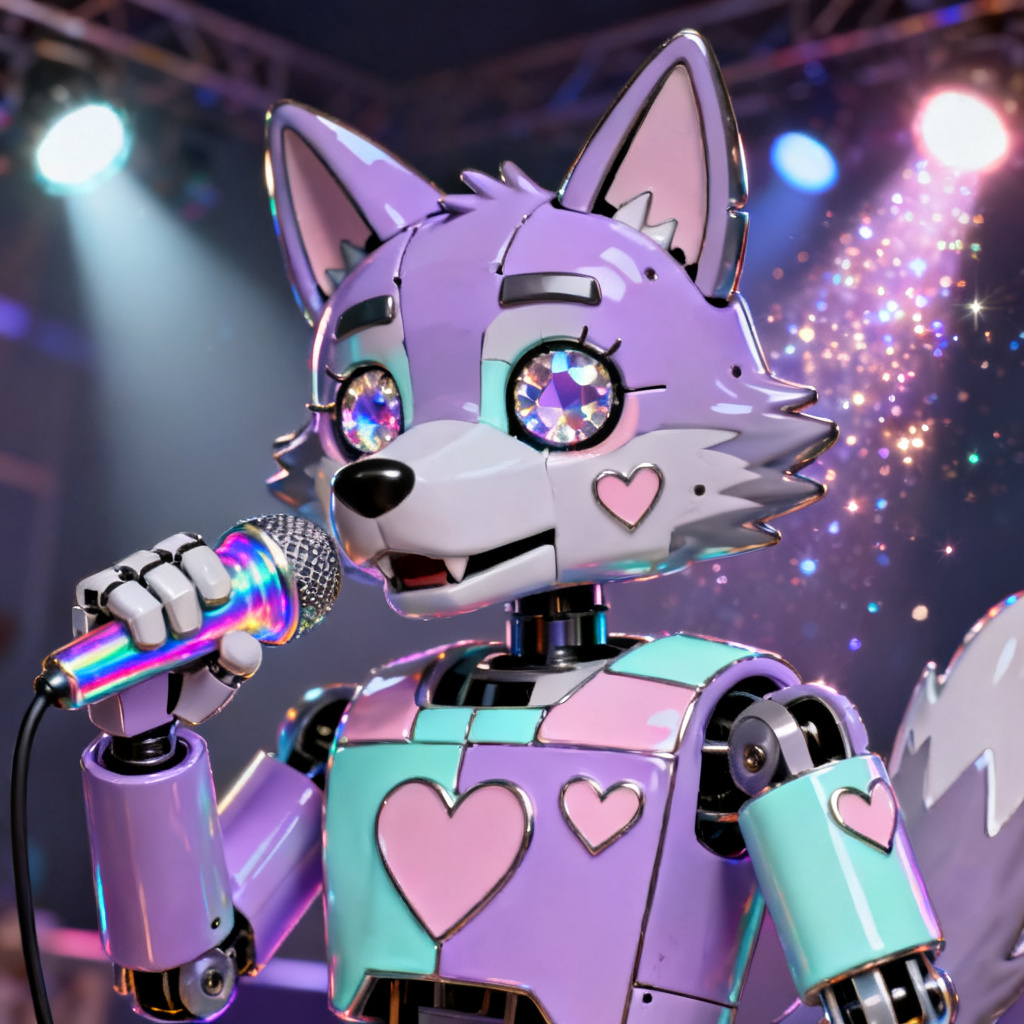 AI FNAF pastel wolf idol OC on stage
