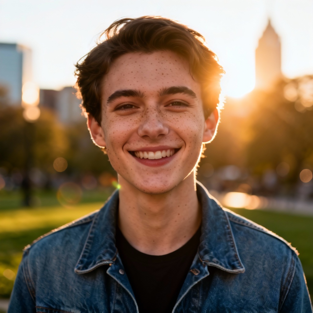 AI Casual Outdoor Golden Hour Portrait