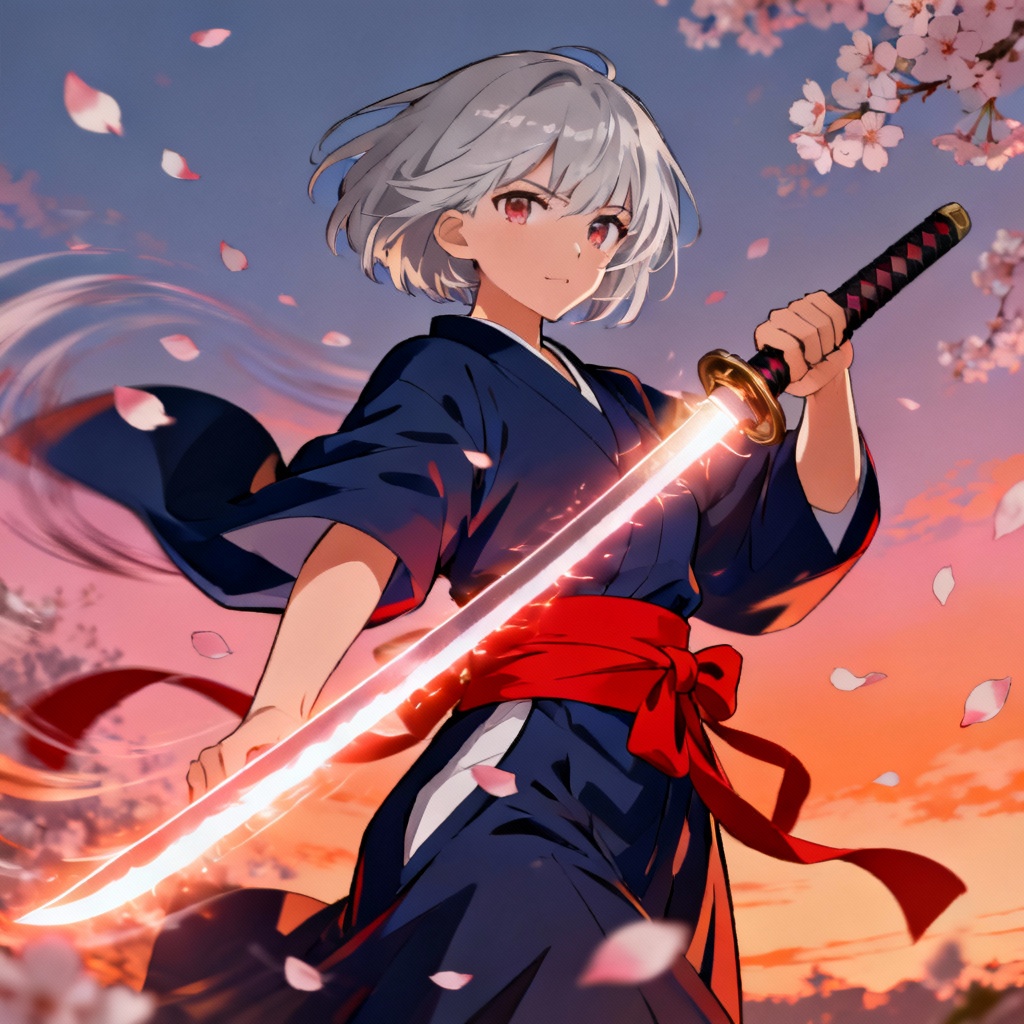 AI anime woman character with sword