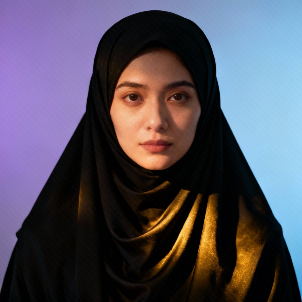 AI elegant black khimar studio portrait