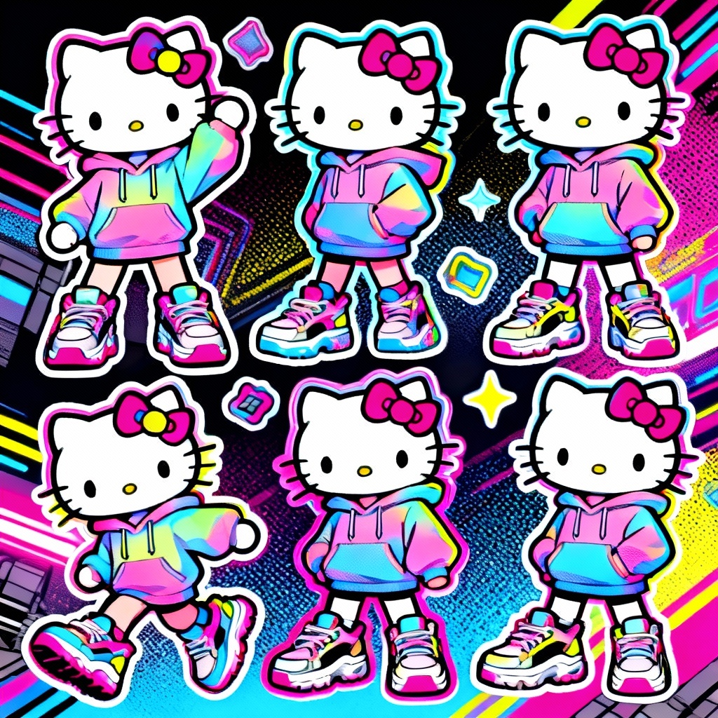 AI Hello Kitty streetwear sticker pop art