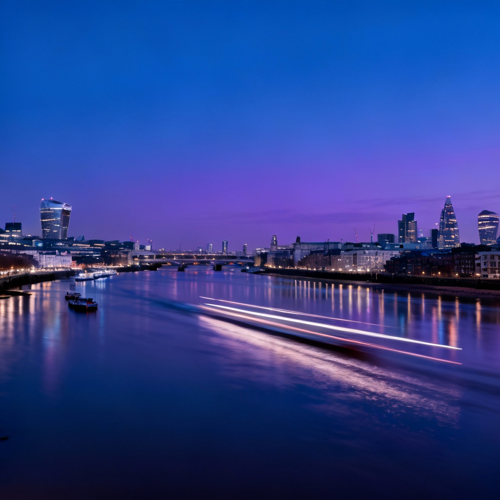 AI Thames river long exposure night view