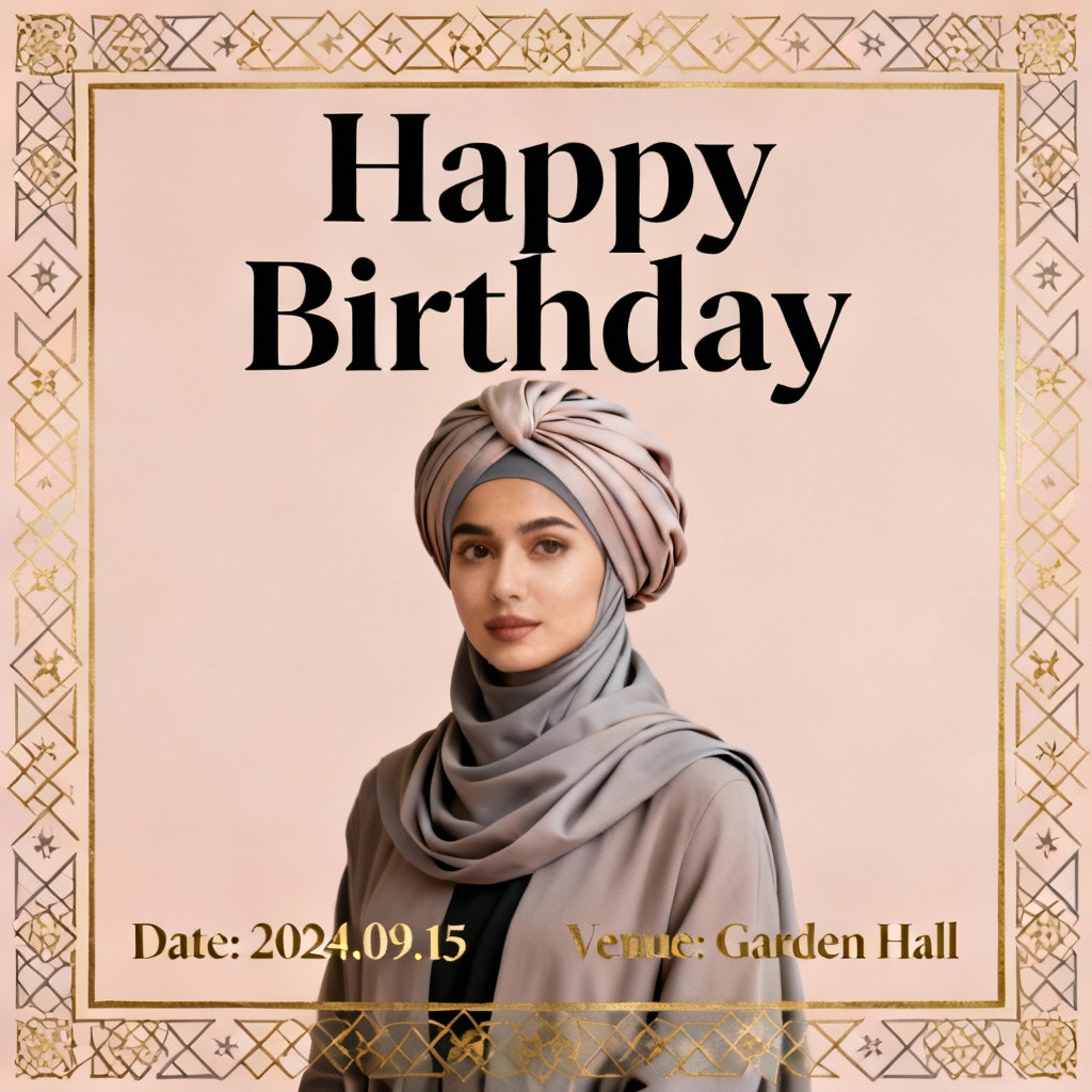 AI Hijab Birthday Poster Design