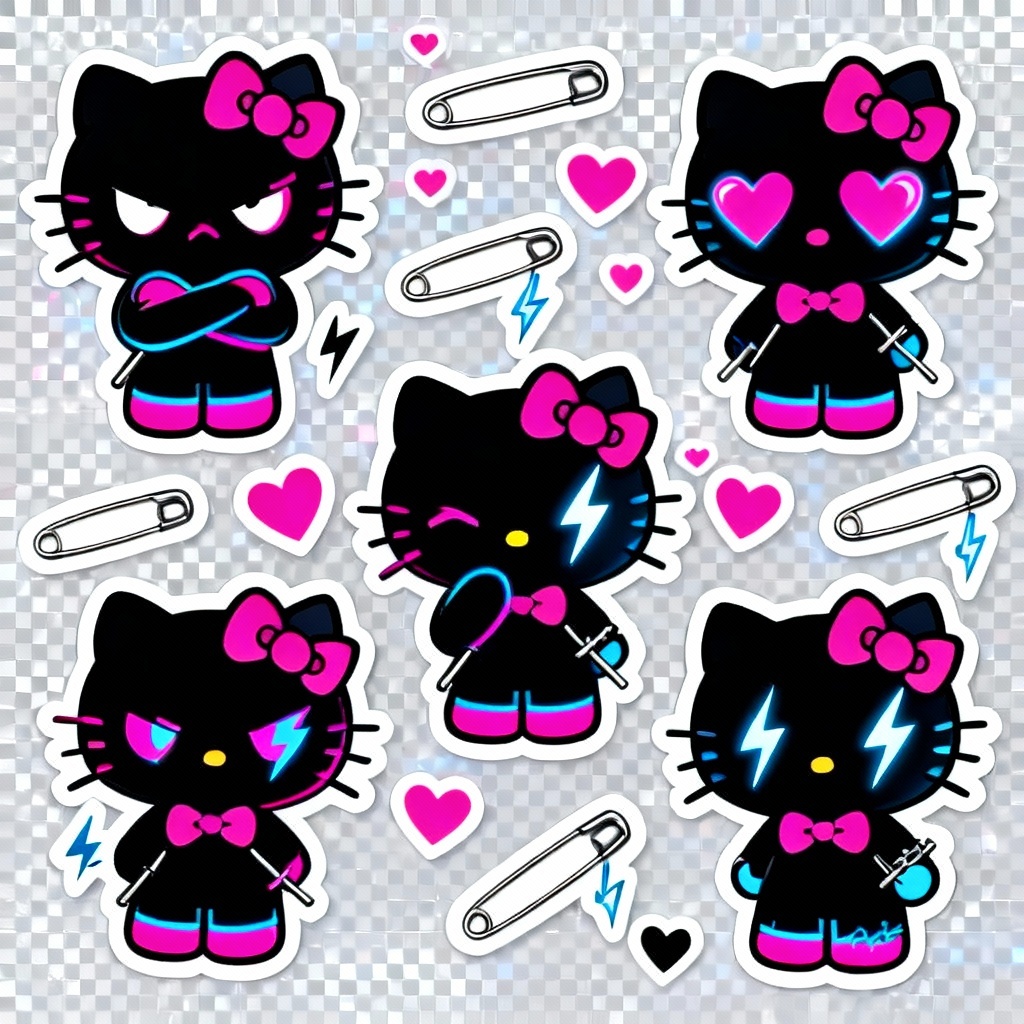 AI emo dark Hello Kitty stickers