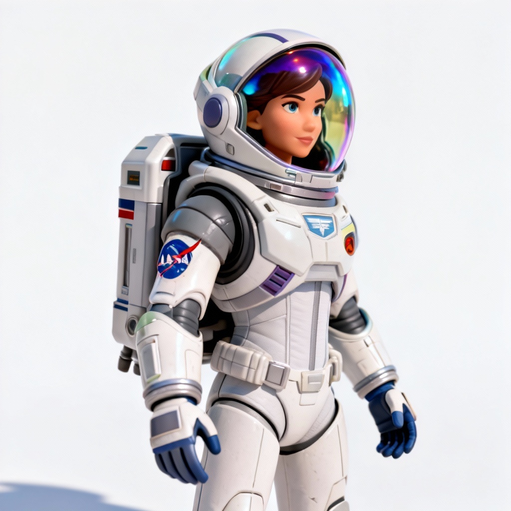 AI space ranger female action figure with helmet and jetpack