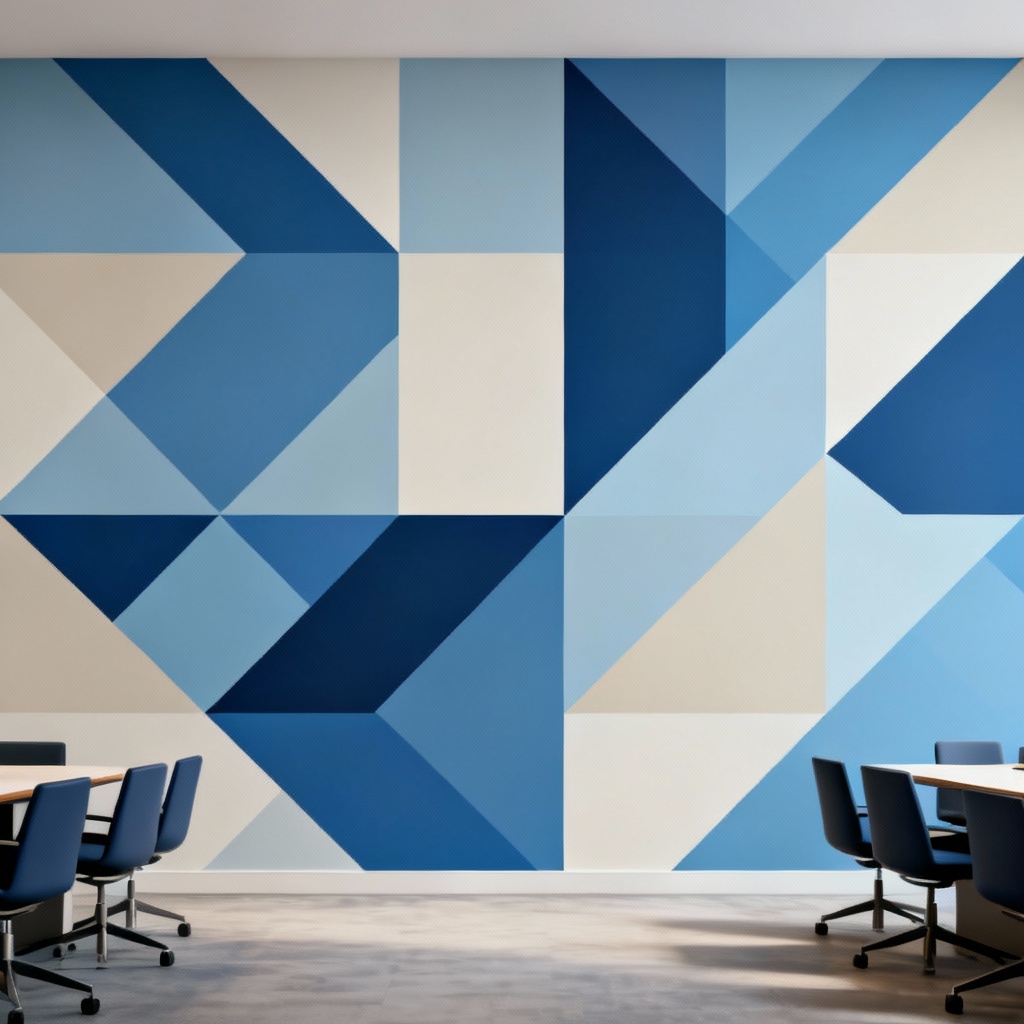 AI geometric pattern mural for office