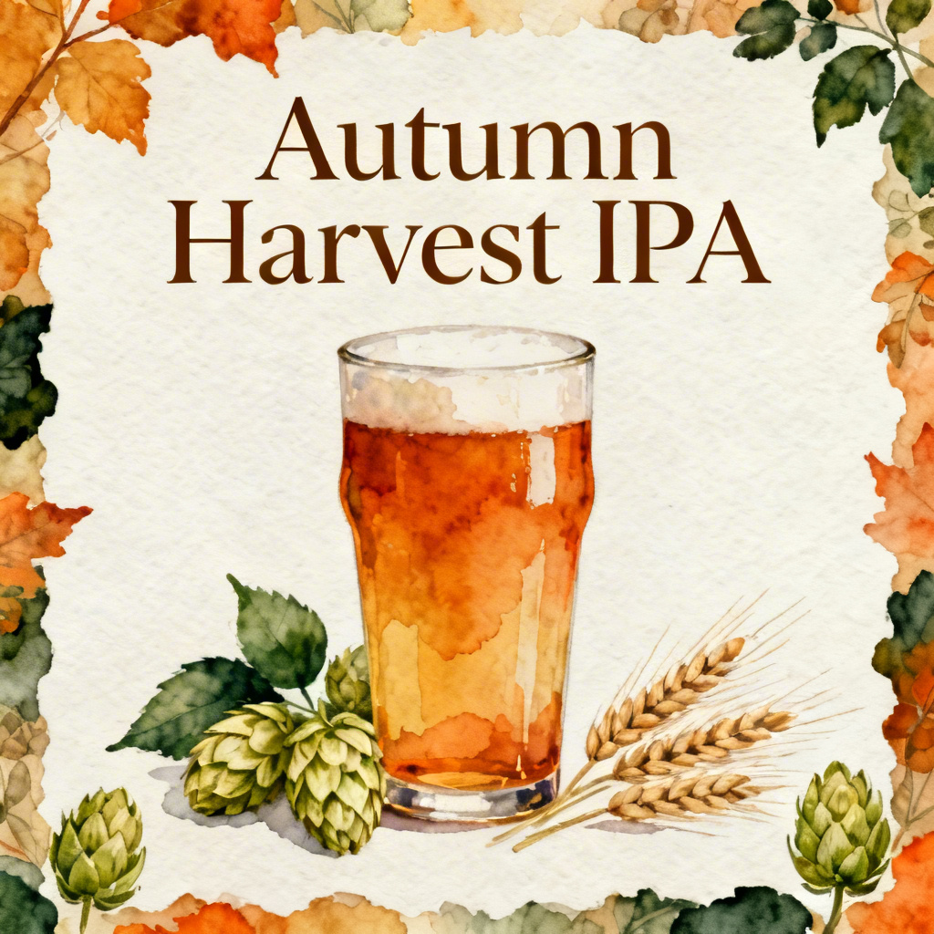 Watercolor poster of beer featuring IPA and hops illustration
