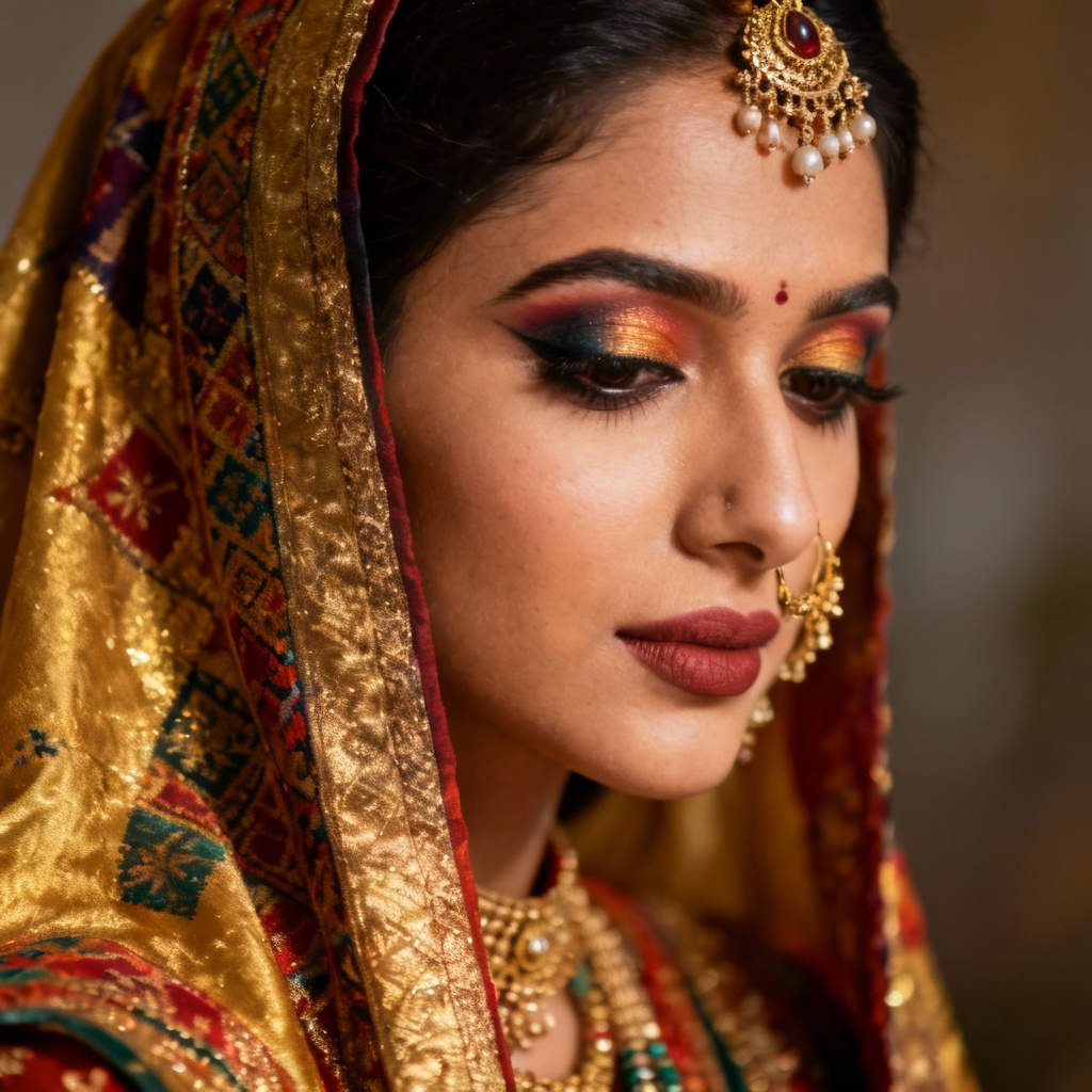 AI Cultural Beauty Portrait with traditional attire and makeup