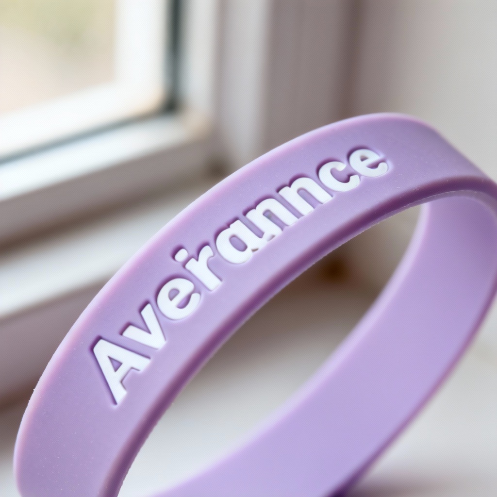 Charity awareness silicone wristband with debossed white-filled message