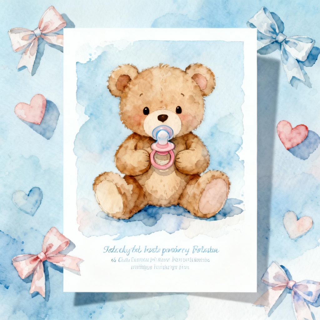 AI baby shower teddy bear invitation card