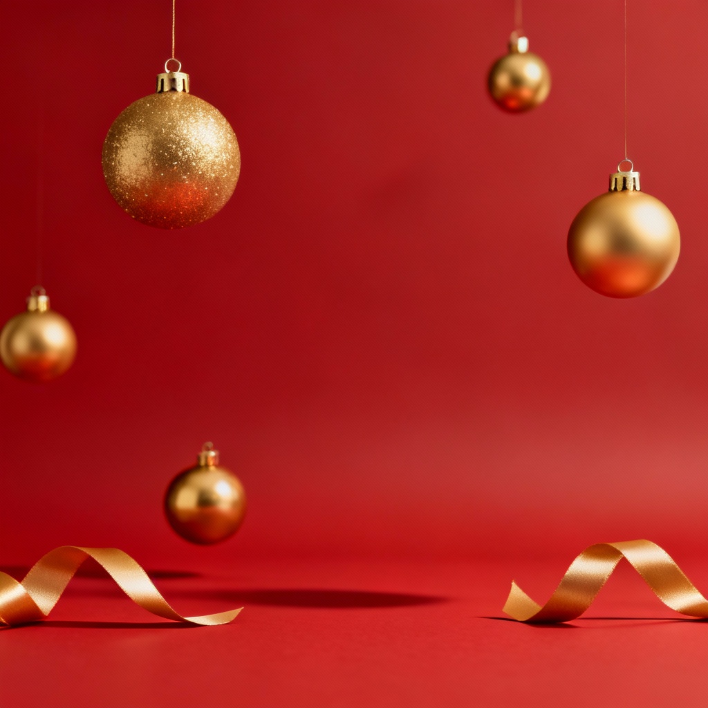 AI Minimalist Red and Gold Ornaments Wallpaper 4K
