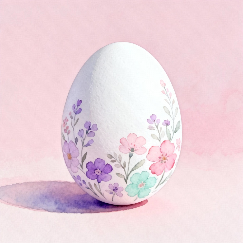 Watercolor floral Easter egg design