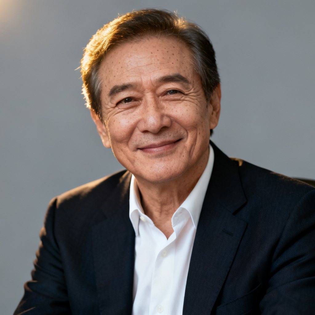 AI de-aged professional headshot with subtle wrinkle reduction