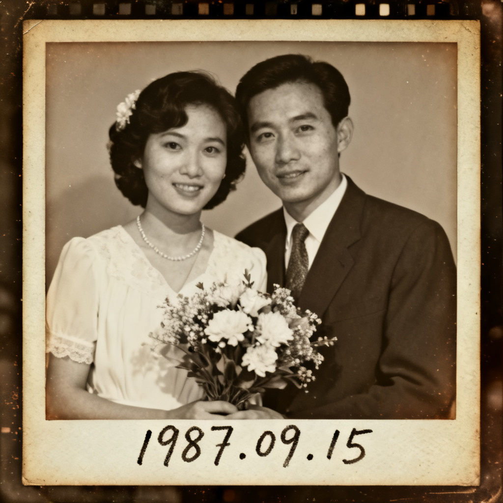 AI vintage film couple anniversary portrait