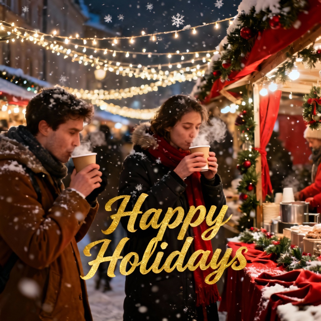 Festive winter market happy holidays image