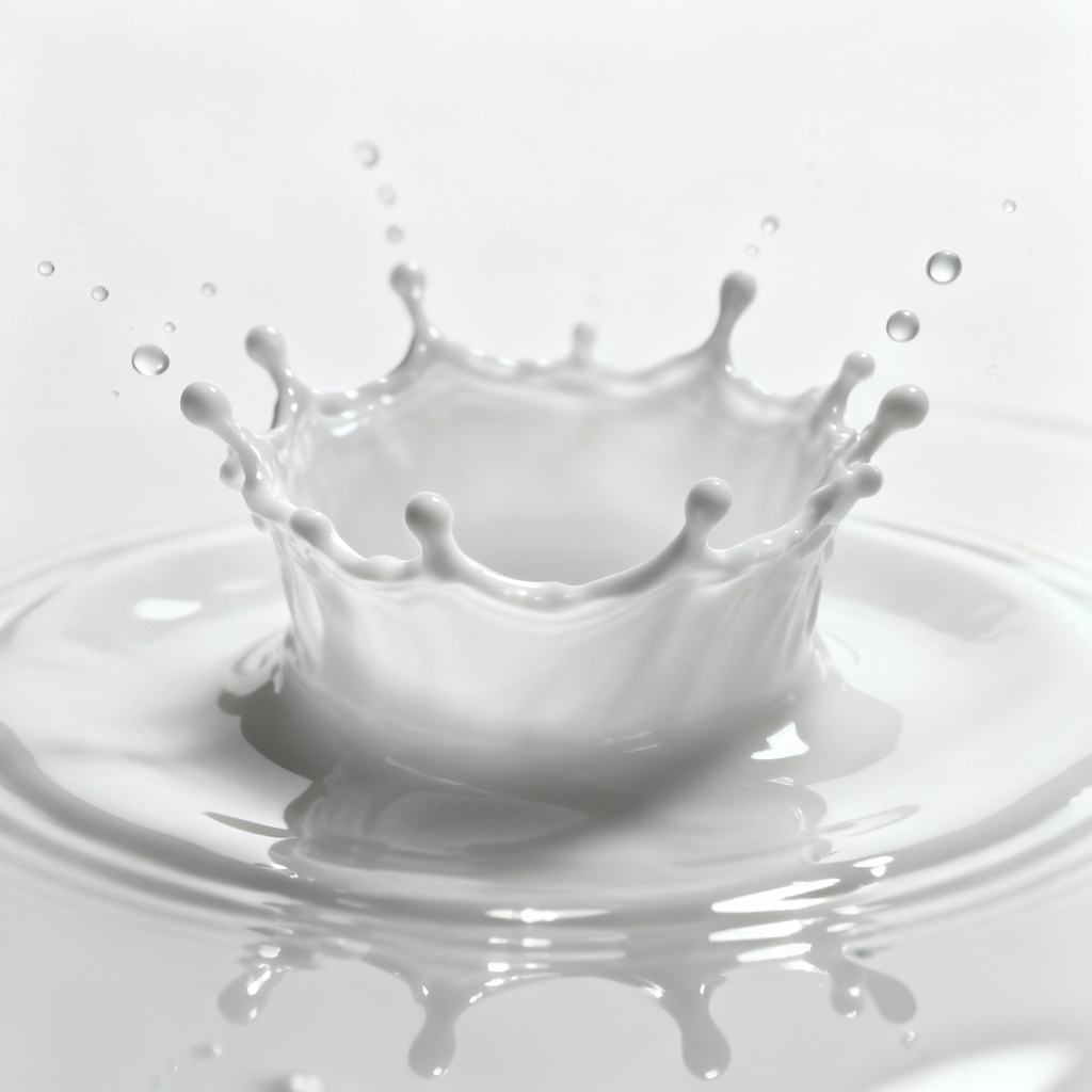 AI macro milk crown splash with droplets