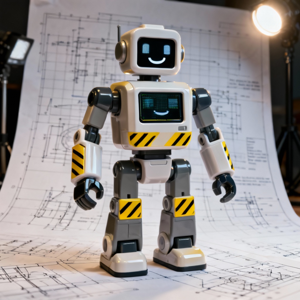 Toy-like robot character with modular parts