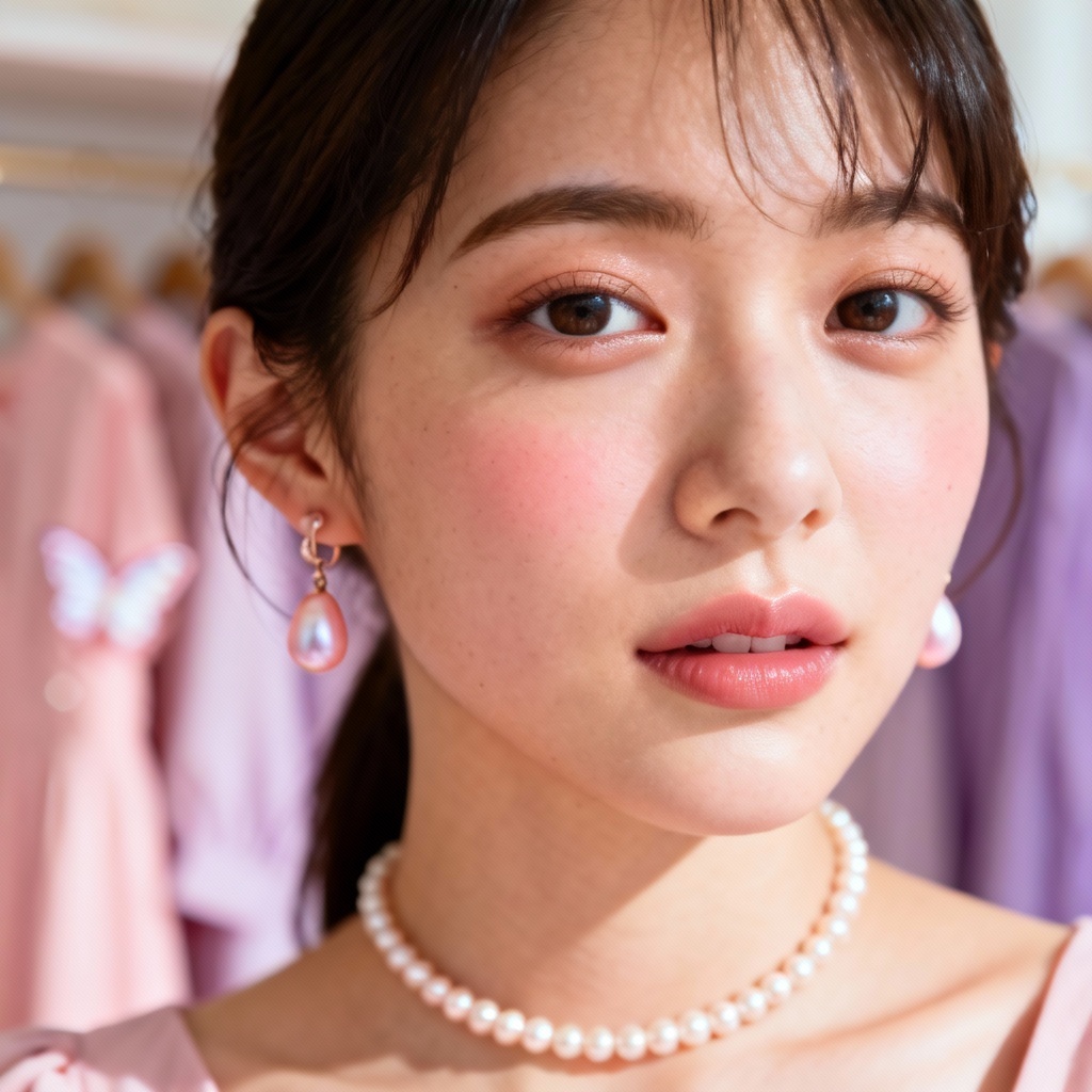 AI Shinozaki Style Pastel Editorial Close-up