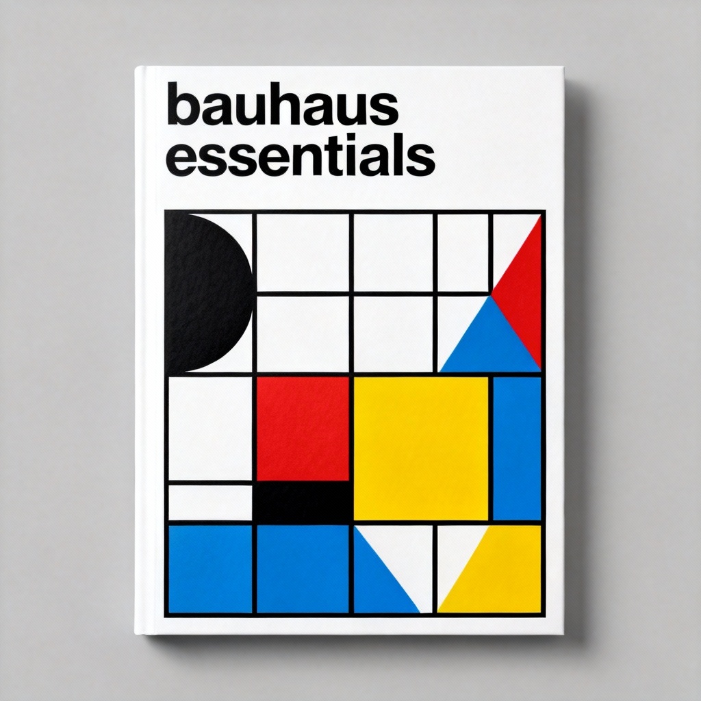 AI Bauhaus minimal book cover with primary shapes and clean type