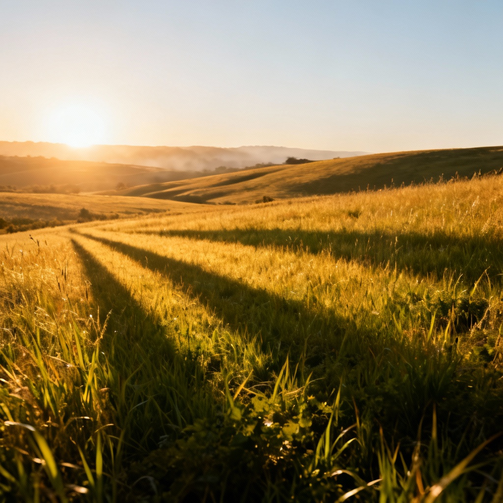 AI golden hour landscape with long shadows