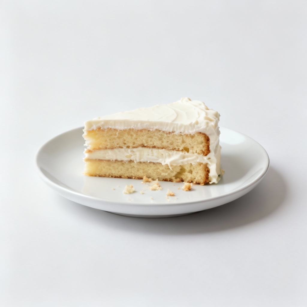 Minimalist cake slice showing layered textures