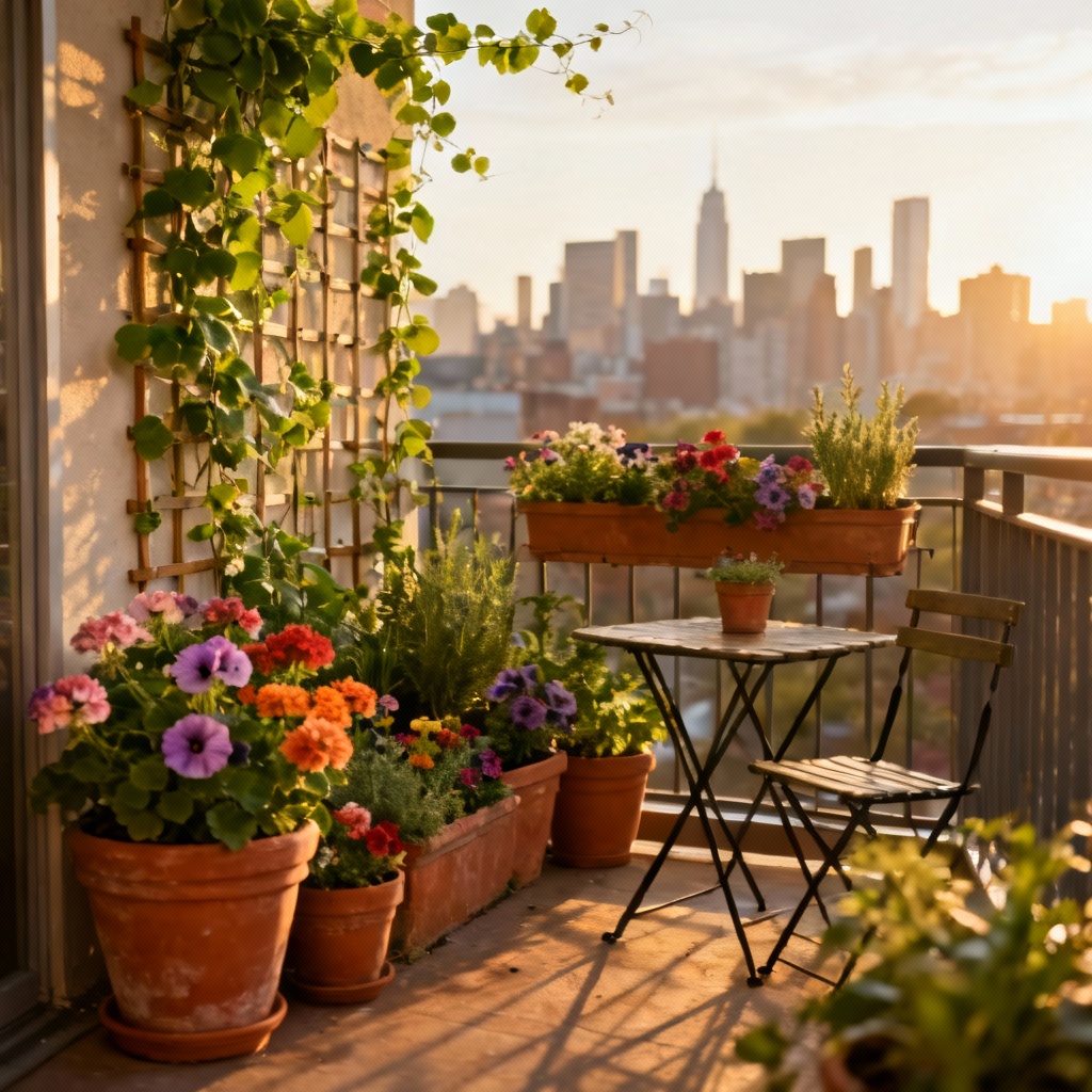 AI balcony container flower garden design