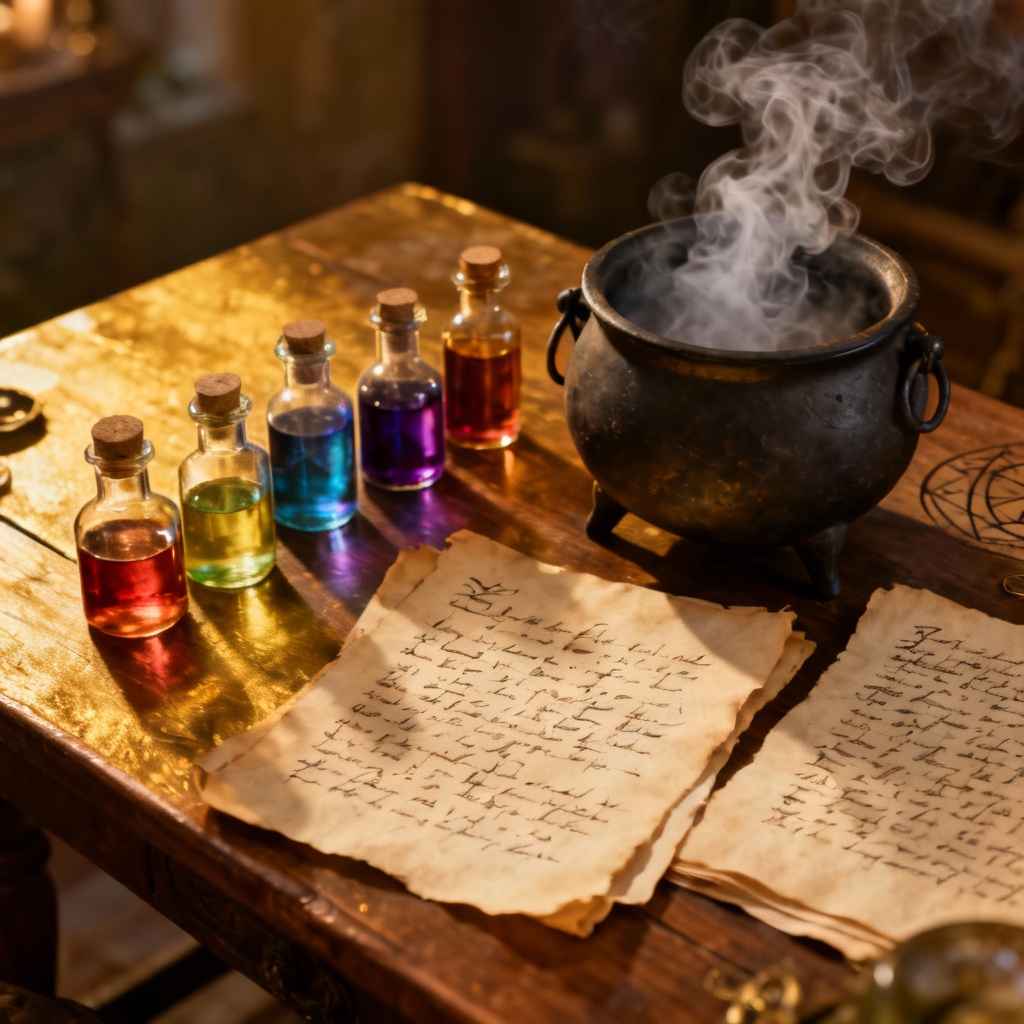AI potion alchemy still life