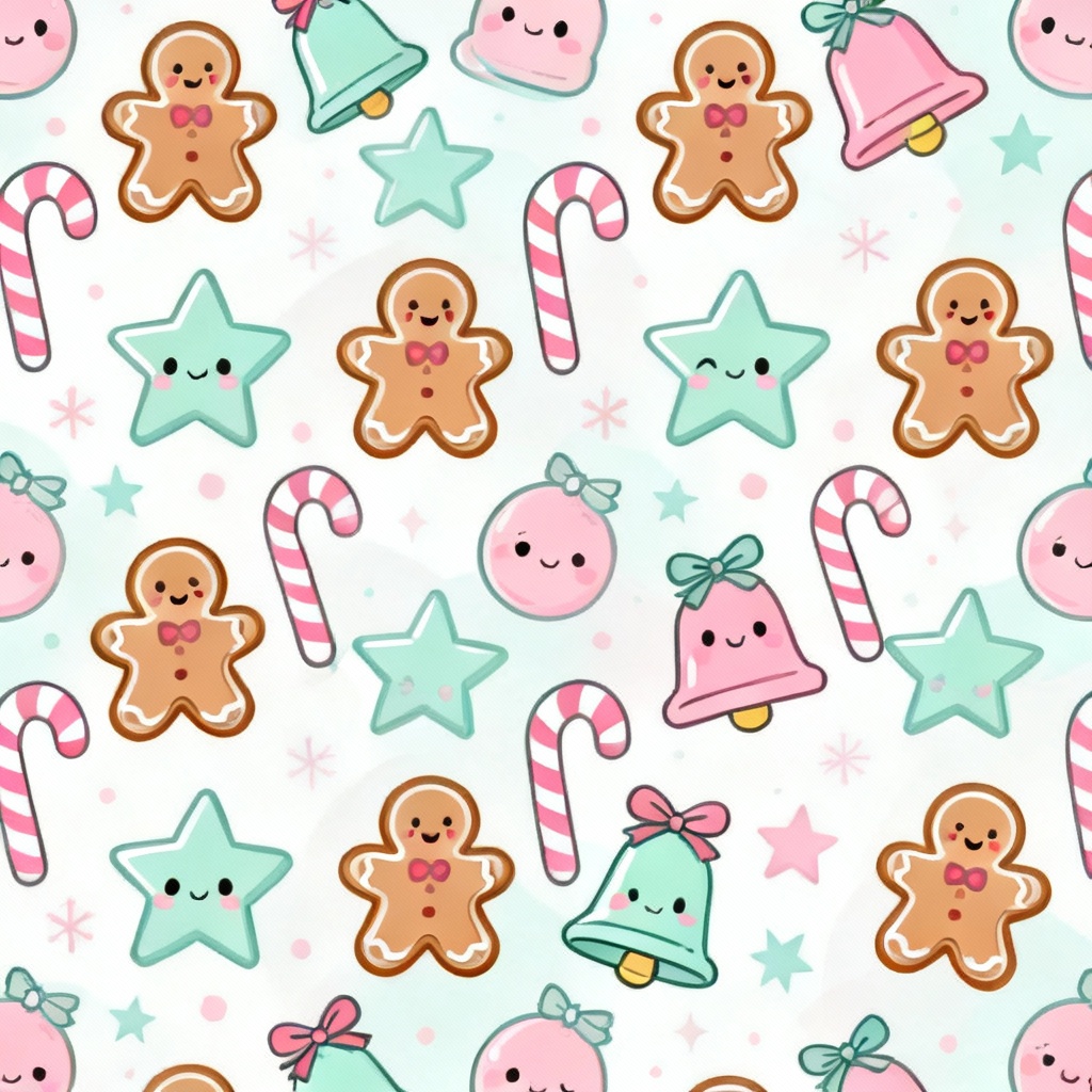 Kawaii pastel gingerbread Christmas wallpaper aesthetic pattern