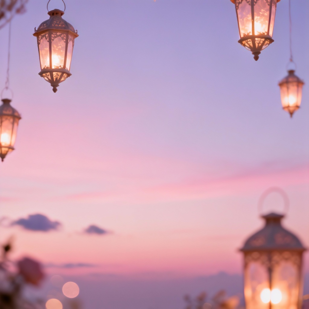AI romantic lantern sky background for wedding design