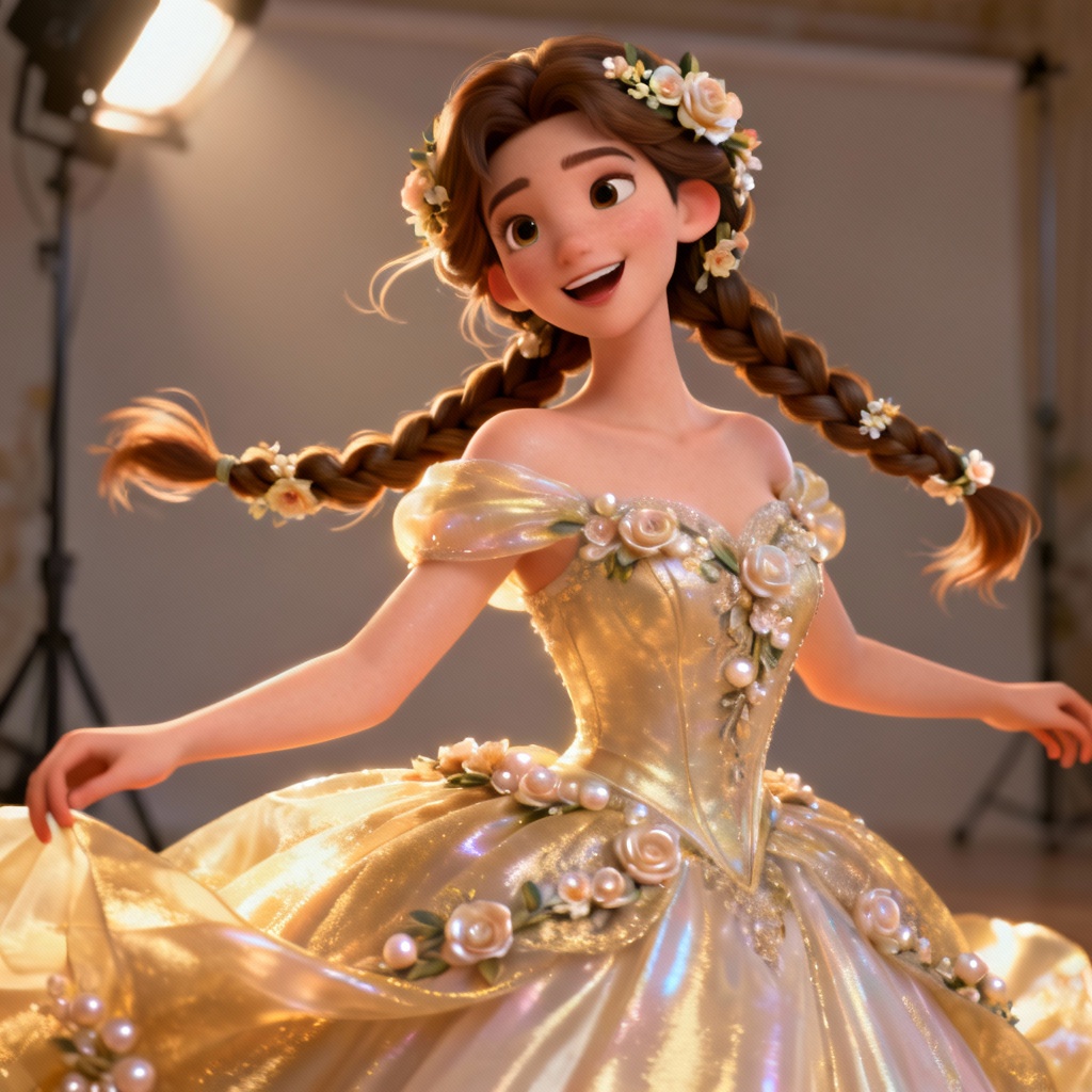 3D AI Rapunzel ball portrait