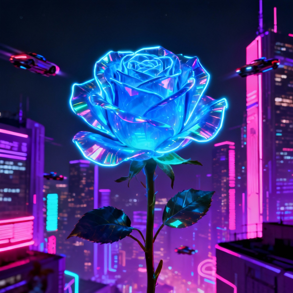 AI Neon Cyberpunk Rose