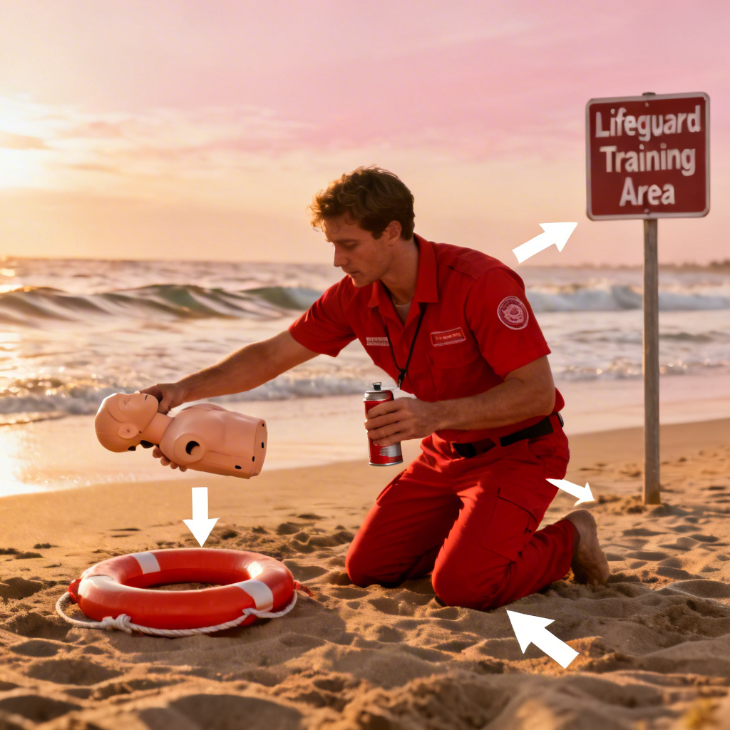 AI beach lifeguard drill safety image