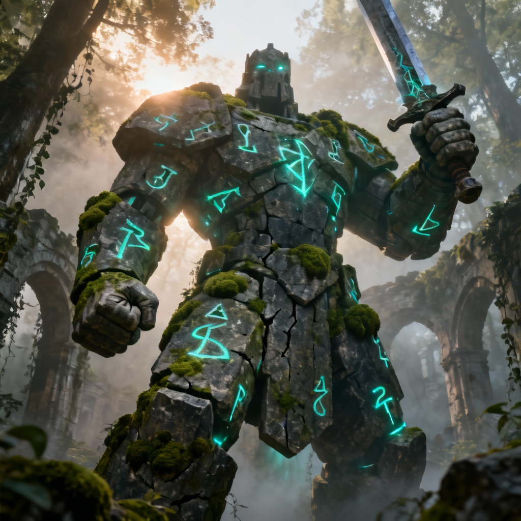 AI guardian tank champion with glowing runes
