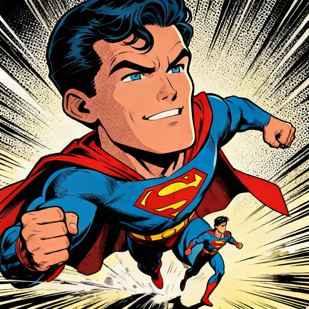 AI caricature big head superhero cartoon