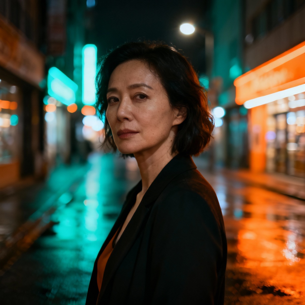 AI Girlfriend Portrait in Neon City