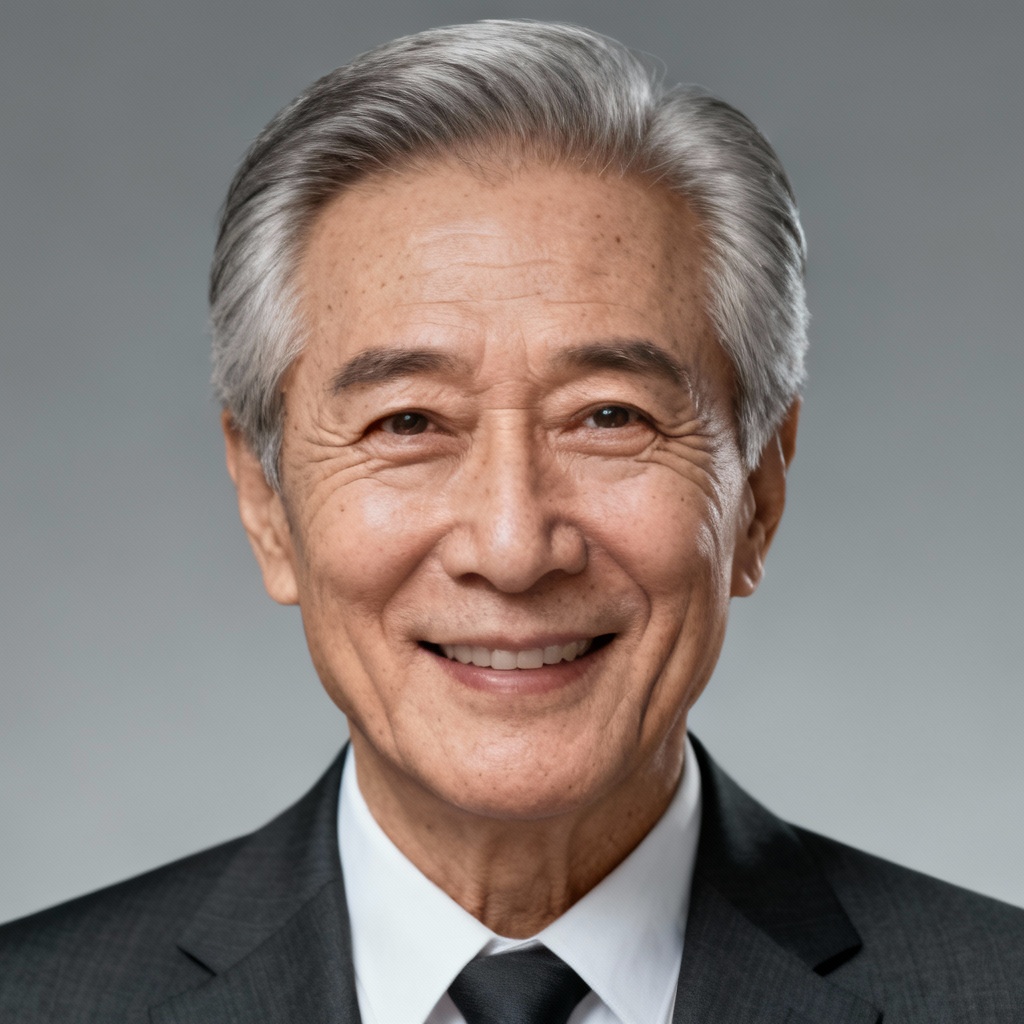 Professional senior headshot created by age progression editor