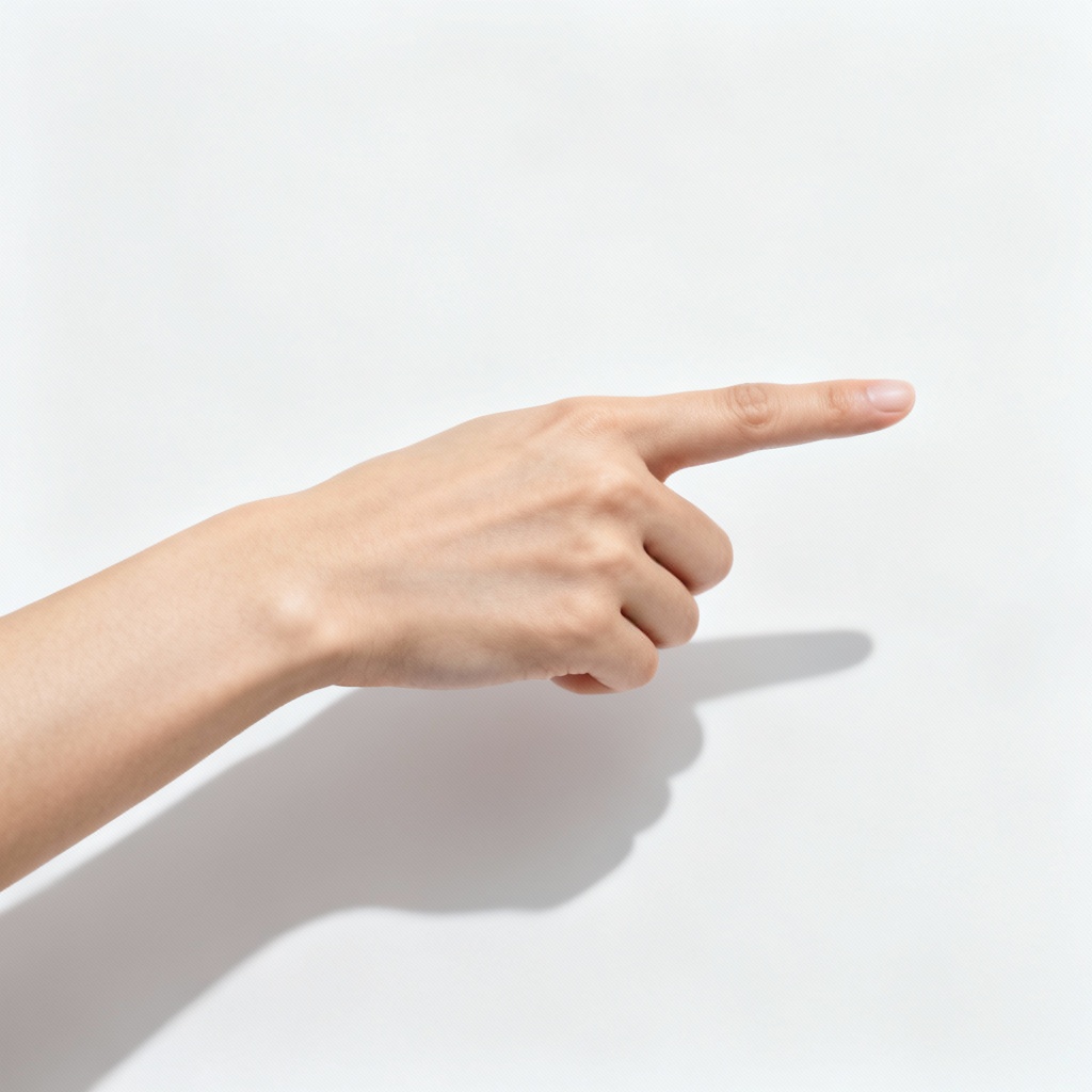 Minimalist pointing hand gesture to the right