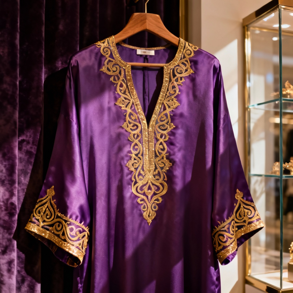 AI embroidered kaftan with gold zari detailing
