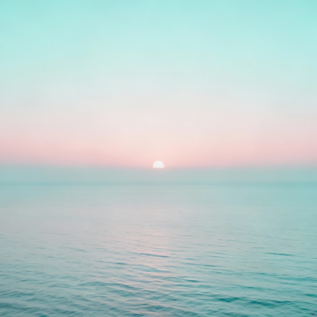 AI serene pastel ocean horizon with calm water