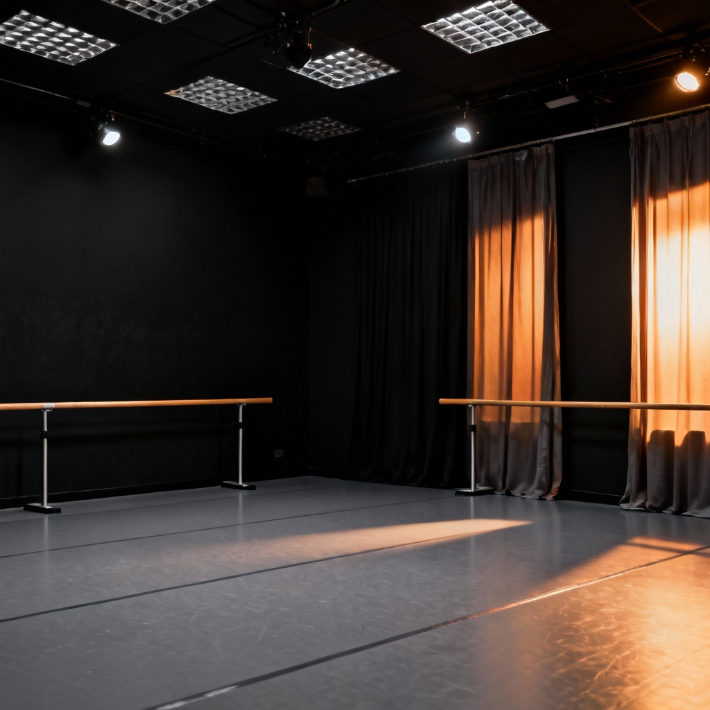 AI render of black box rehearsal studio with lighting grid