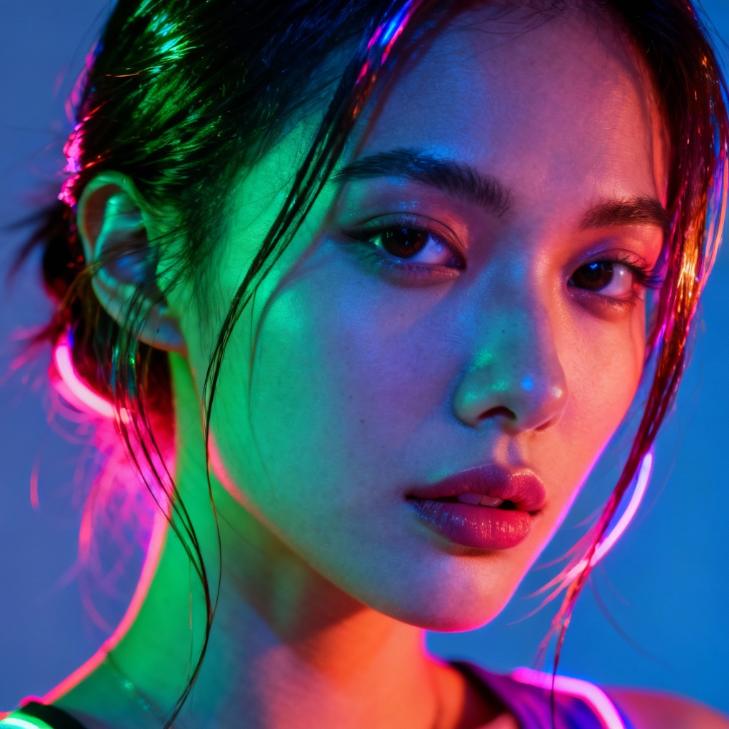 AI Beautifulwork Neon Studio Portrait