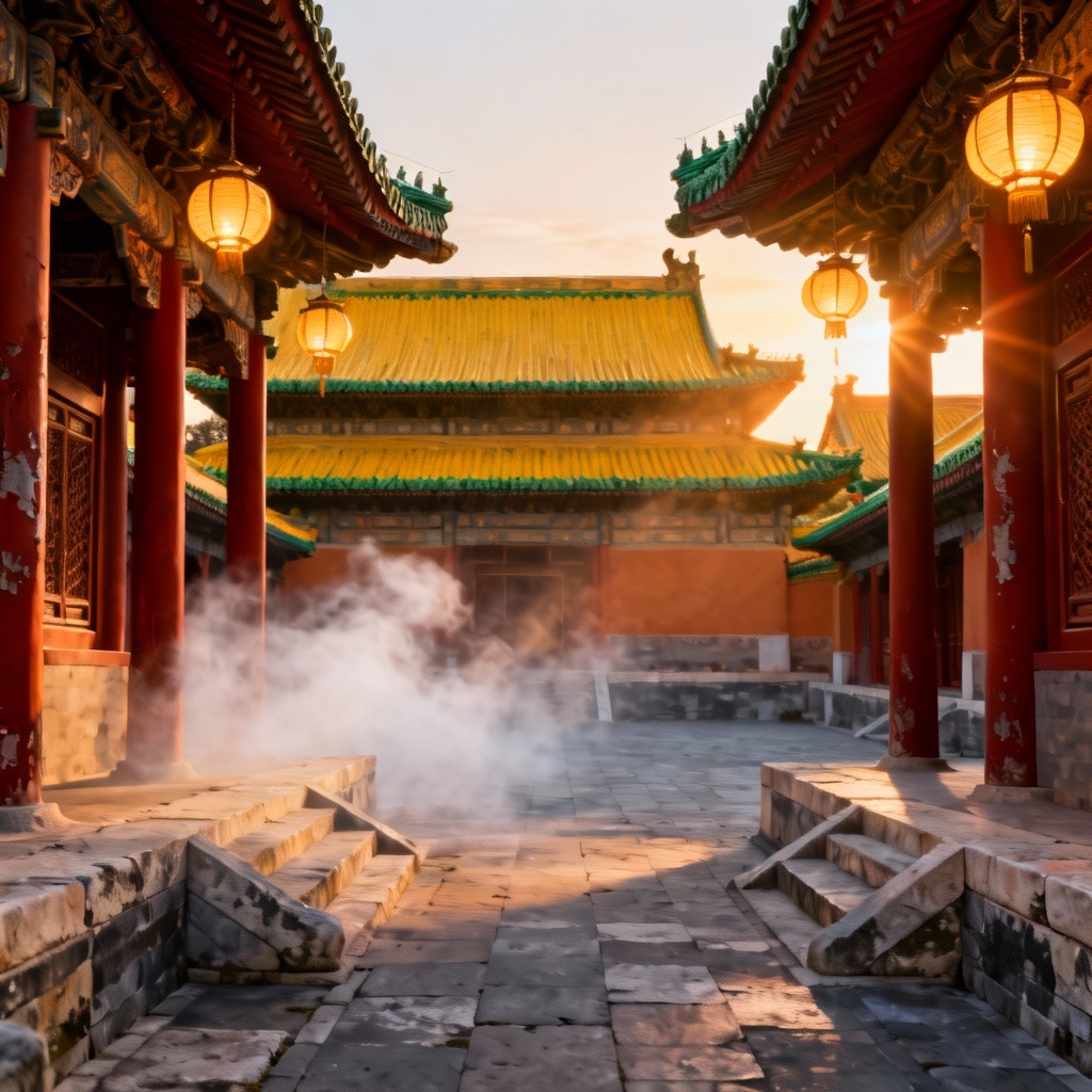 AI Qing dynasty imperial palace courtyard