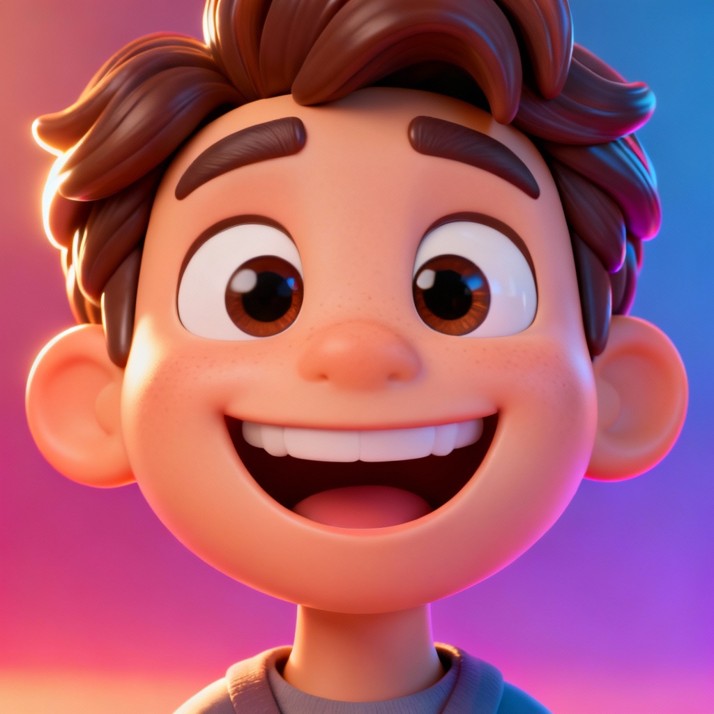3D cartoon character cute smile