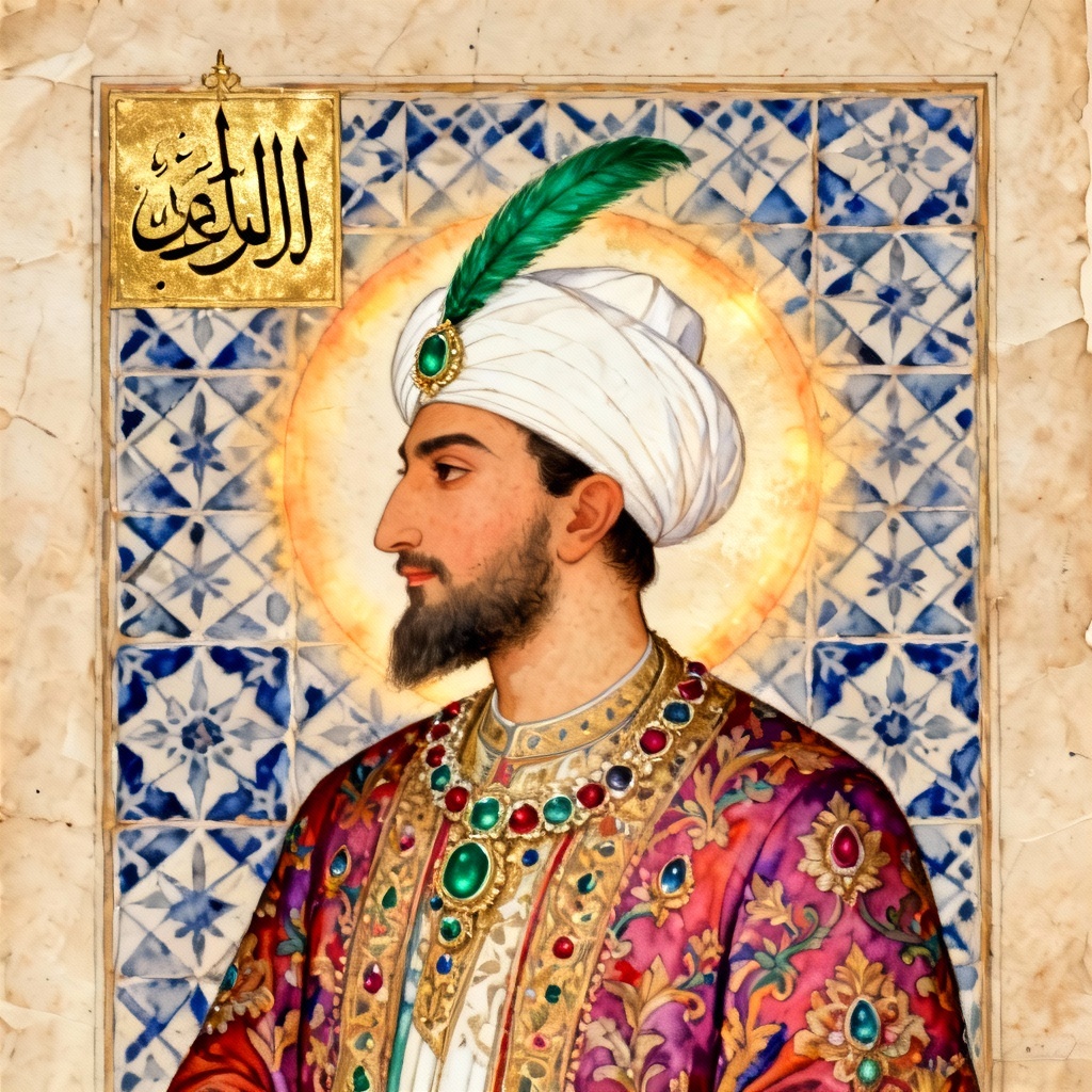 AI Ottoman Sultan Portrait in Miniature Style