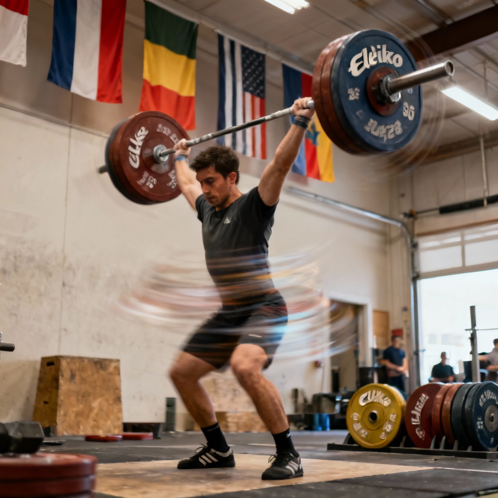 Olympic weightlifting snatch motion sequence