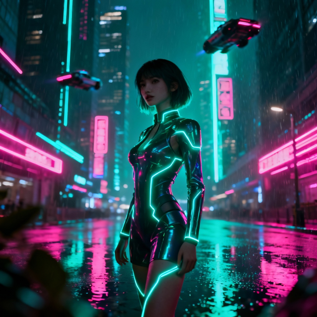 AI Virtual Influencer in Neon City
