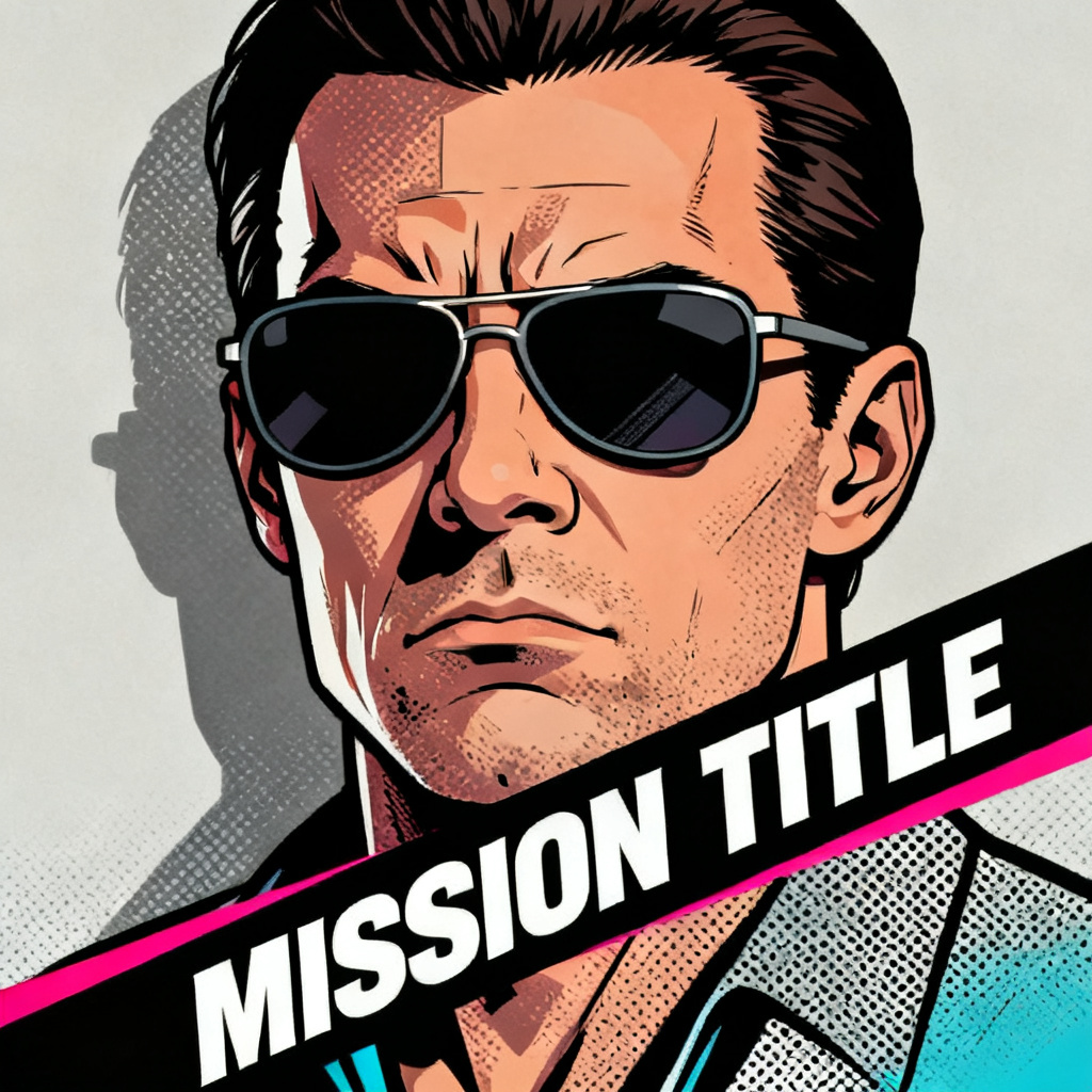 GTA mission title card style closeup