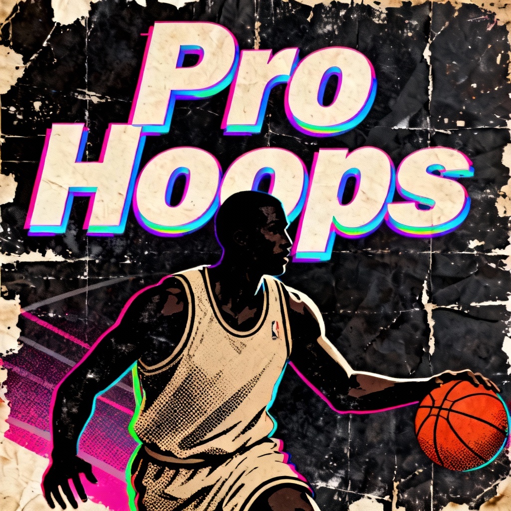 NBA AI retro 90s poster design