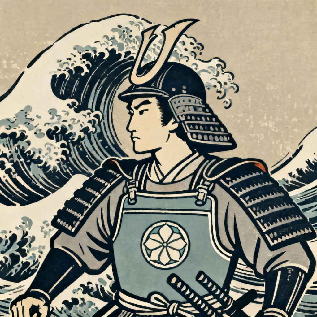 AI Samurai chest panel Japanese tattoo concept