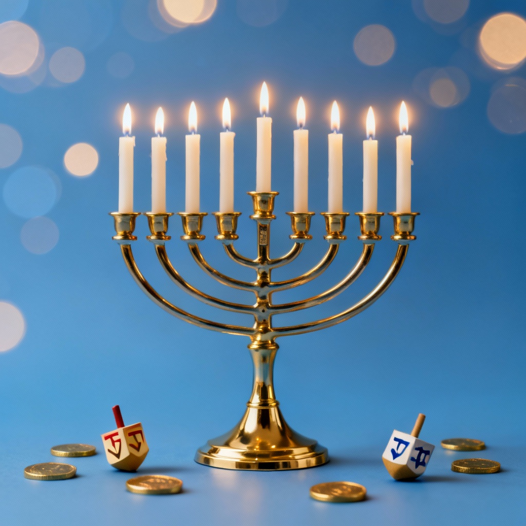 Hanukkah menorah candlelight holiday background